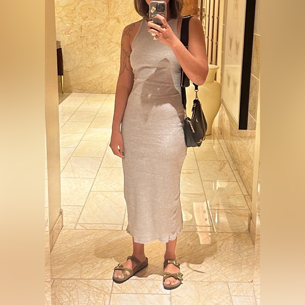 Bershka Light Gray Midi Dress